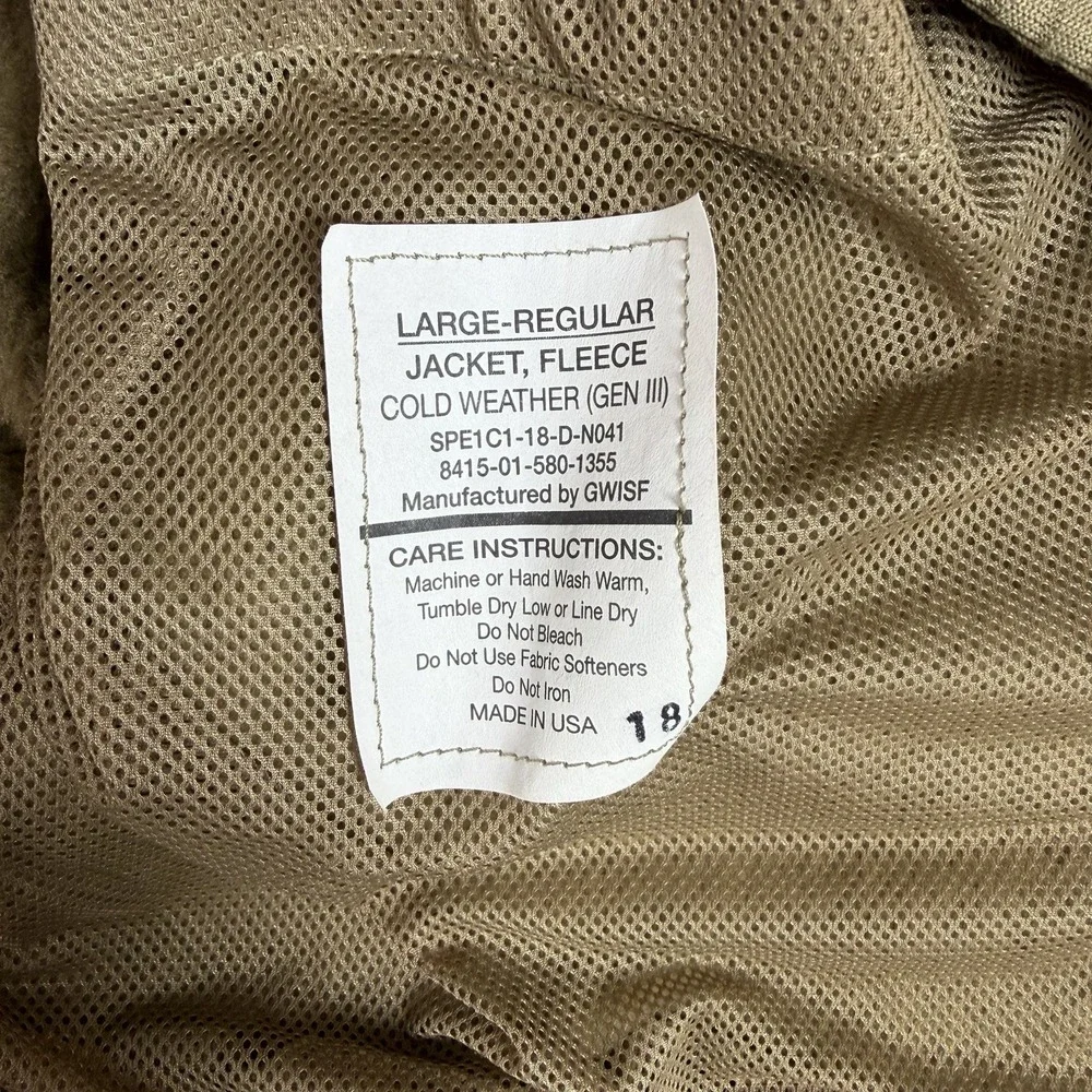 US Military Cold Weather Gen III Polartec Fleece Jacket Coyote Brown  Large-Reg